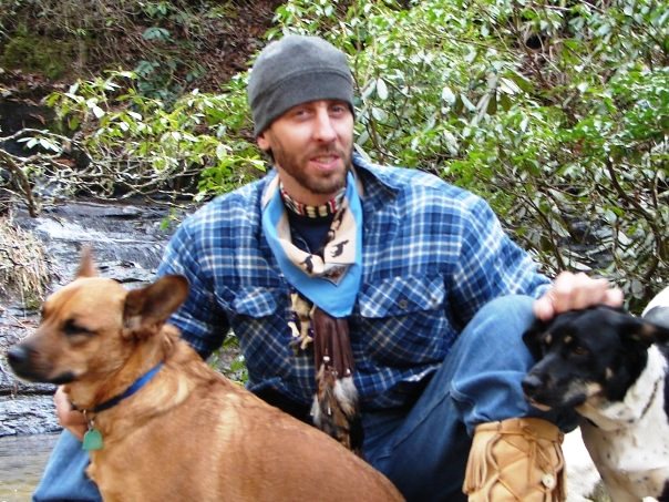 Jared Sewell with his dogs.